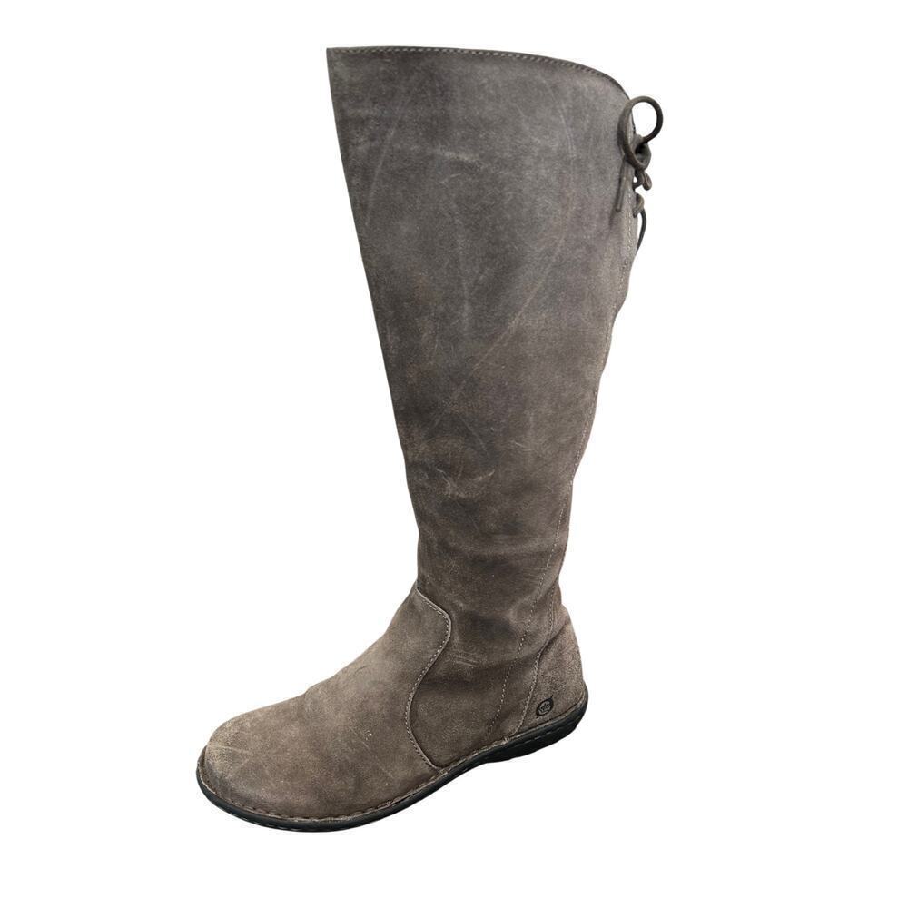 Born Women’s Caladium Distressed Tall Leather Boots Lace Back Size 6